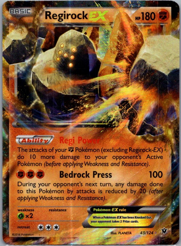 Regirock EX 43/124 Holo EX Rare Fates Collide Pokemon Heavily Played