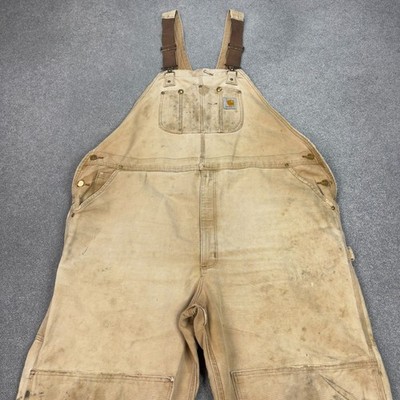 Carhartt Latzhose Erwachsene 46x32 hellbraun Latzhose Bib Double Knee Canvas Duck Herren*