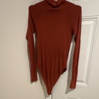 Free People Rust Ribbed Stretch Turtleneck Bodysuit Women’s Size L — photo 3