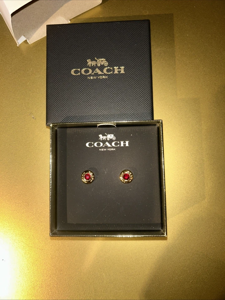 ТРЕНЕР открытый круг камень серьги-гвоздики золотой тон красный - Изображение 2 из 4