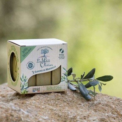 Le Petit Olivier 3 Seifen de Marseille Olivenöl - Made in France - 3 x 100 g