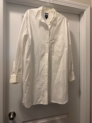 Gap Women's White Oversized Top Long Sleeves Button Cotton Shirt Size XLarge NWT