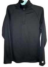 Champion Double Dry Long Sleeve Shirt Sz S Men 1/4 Zip Mock Neck Black Stretch