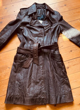DRYKORN * Mantel Ledermantel Echtleder Trenchcoat braun * Queens 2 * Größe 4 * L