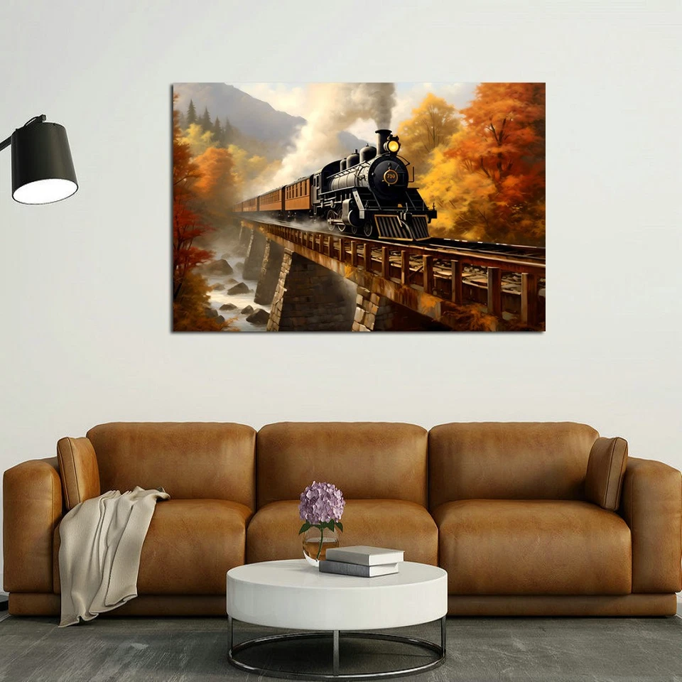 Steam Train Landscape Canvas Art Home Decor Wall Art Posters Prints Painting 083 - Image 4 of 4