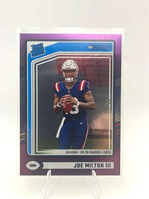 2024 Donruss Joe Milton III #319 Purple Season Stat Line /20 Patriots Cowboys 🔥