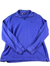 Chaps Men's Cotton Quarter Zip Long Sleeve Royal Blue Pullover Casual XL EUC