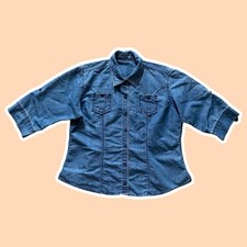 VTG  Y2K  Riders  Denim Shirt  Three-Quarter Length Sleeve  Size L