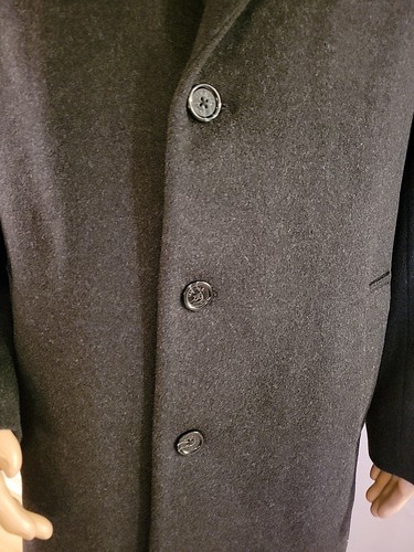 NWOT Michael Kors Wool Cashmere Blend Black Gray Overcoat Trench Long Mens 44R - Picture 3 of 14
