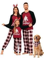 Family Christmas Matching Pajamas Sets Long Sleeve Pjs Holiday Sleepwear Wome...