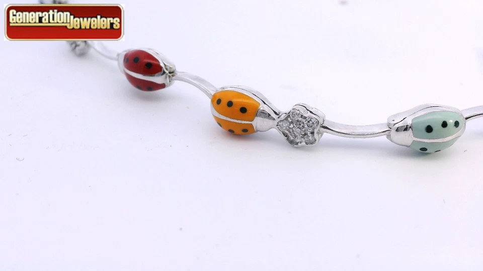 BRAZALETE LADYBUG DIAMANTE H/SI AARON BASHA 1.00CTTW ORO BLANCO 18K 14 GRAMOS Foto 2 de 4