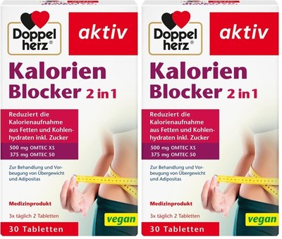 Doppelherz Kalorien Blocker 2 in 1   Medizinprodukt 30 Stück (2er Pack), Weiß 