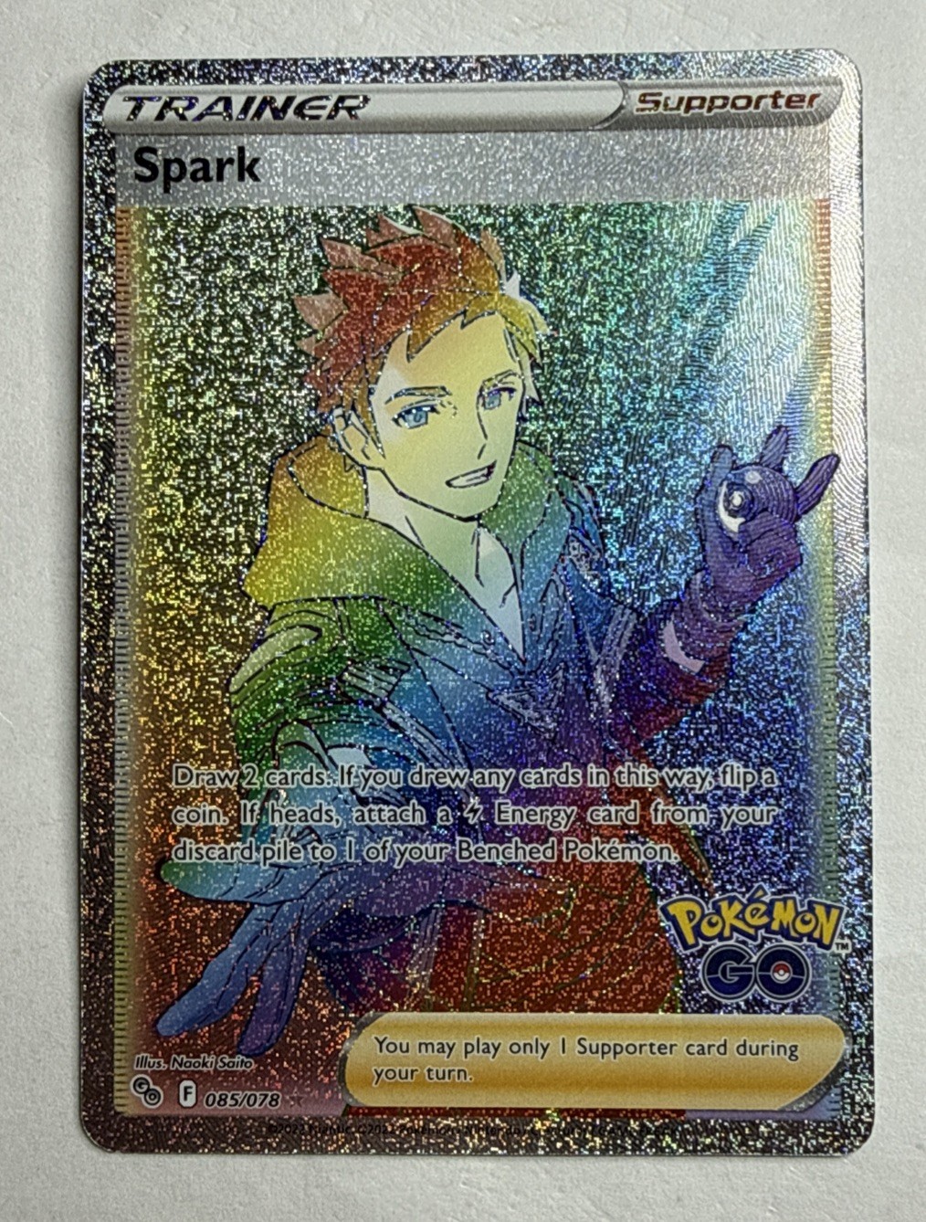 Pokemon Go Trainer Spark 085/078 - Rainbow - Full Art - Holo - Near Mint