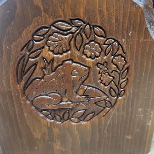 Vintage Carved Wood Bookends Butterfly Frog Floral Nature Decor 8" Taiwan Pair - Picture 6 of 22