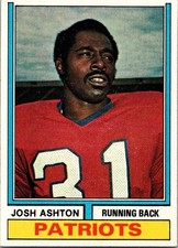 1974 Topps Josh Ashton #26 New England Patriots Base Set Football Card
