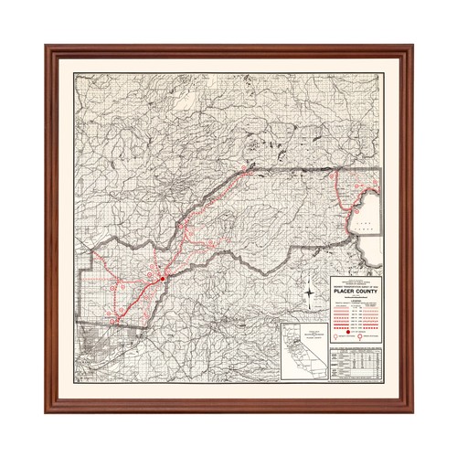 Alte Karte von Placer County, ca 1935 - Vintage California Art - Bild 1 von 29