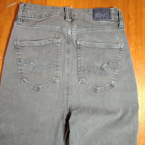 American Eagle Next Level Cruvy Pants Womens Size 0 Stretch Olive Distress - Picture 4 of 7
