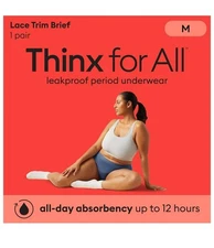 Thinx for All Women's Reusable Period Underwear Large Slate Grey Lace Trim Brief