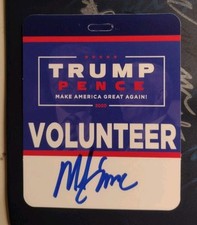 Mike Eruzione Autographed Donald Trump/Pence Volunteer Credential USA Captain 