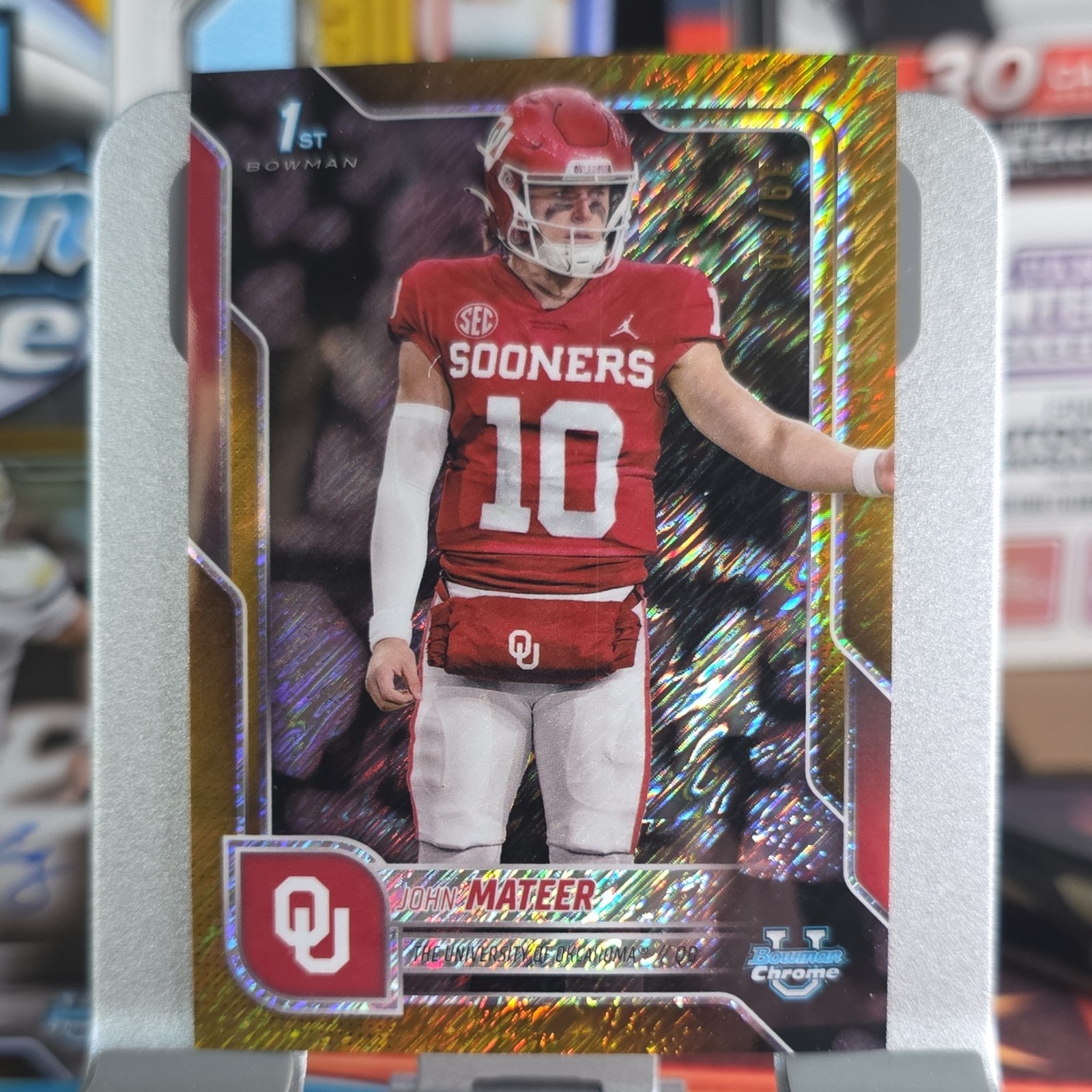 2025 Bowman Chrome U 1st John Mateer Gold Shimmer Oklahoma Sooners /50