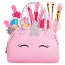 Kids Real Makeup Kit with Pink Unicorn Purse, Non Toxic Washable Make Up Set ...
