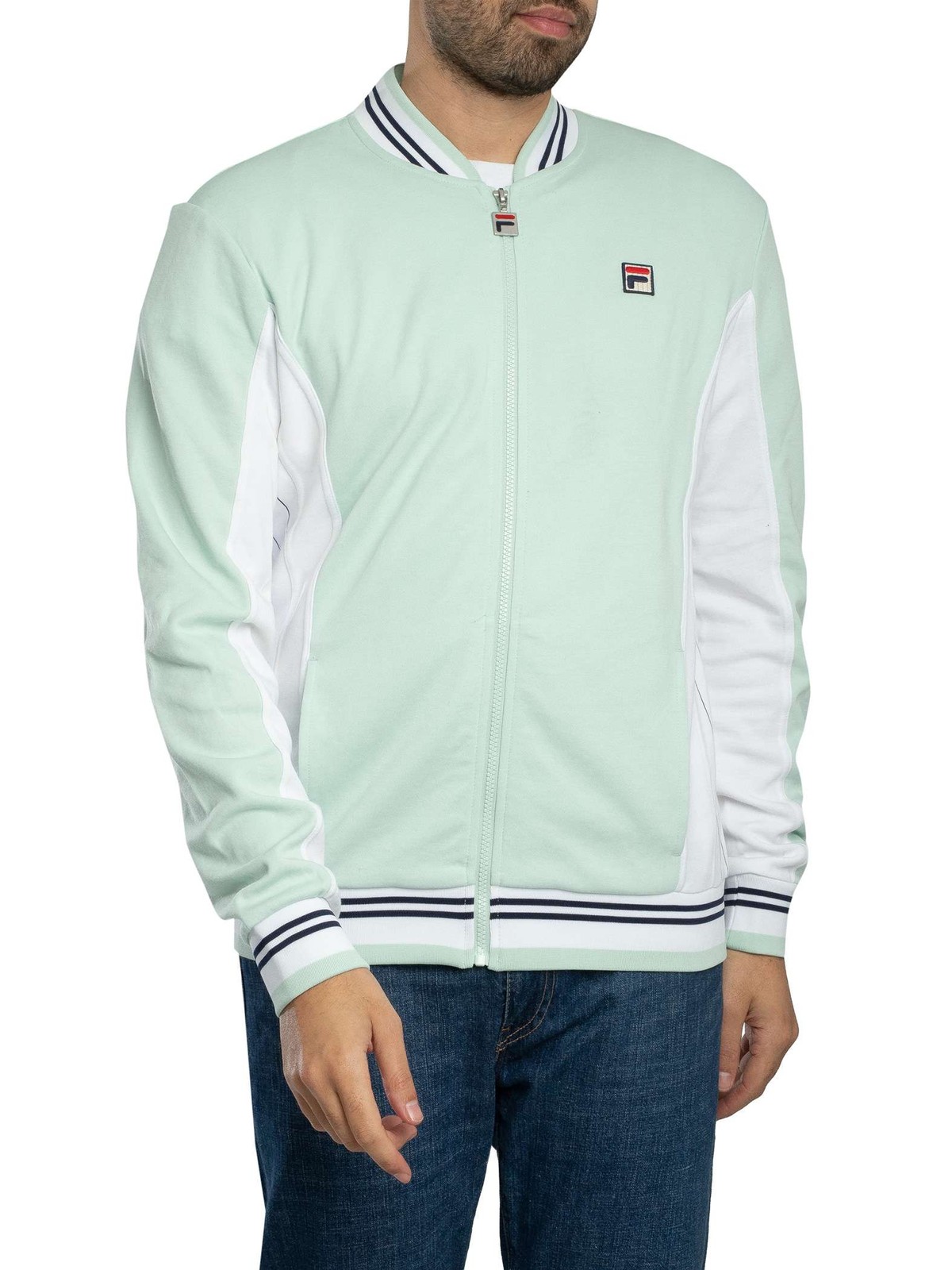 Fila Settanta Baseball Track Jacket, Surf Spray/White/Navy - 3XL
