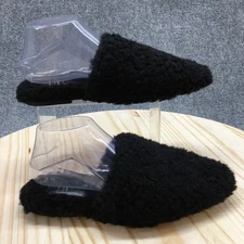 INC International Concepts Slippers Womens 9 M Arden Mules Black Faux Fur NEW