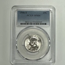 1946-S Washington Silver Quarter PCGS MS64.