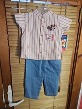NOS New Vintage 80s 90s Mickey Disney 2 Pc Outfit Set Shirt Pants Toddler 4T