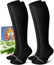 Bamboo Viscose Compression Socks for Women Men, Black, 2XL