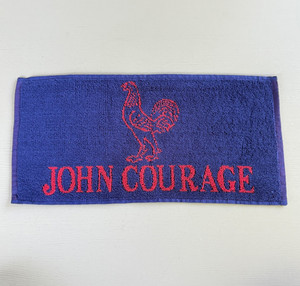 Vintage John Courage Advertising Bar Towel Terrycloth Navy Blue & Red