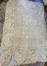 Vintage Beautiful Cream Lace Tablecloth Rectangular Floral 55 x 80