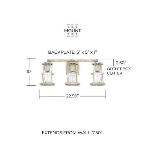 Beaufort 22 1/2" Wide Mystic Sand 3-Light Vanity Bath Light - Picture 2 of 3
