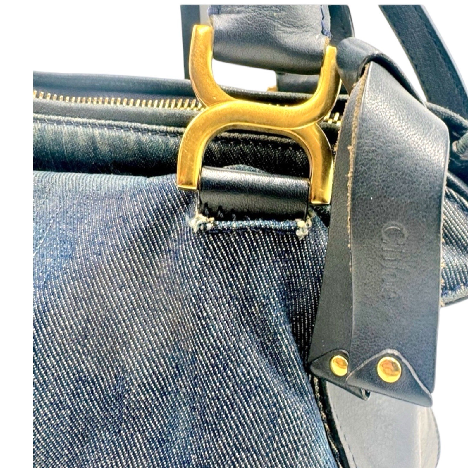 Chloe Dark Blue Denim & Leather Medium Marcie Double Satchel