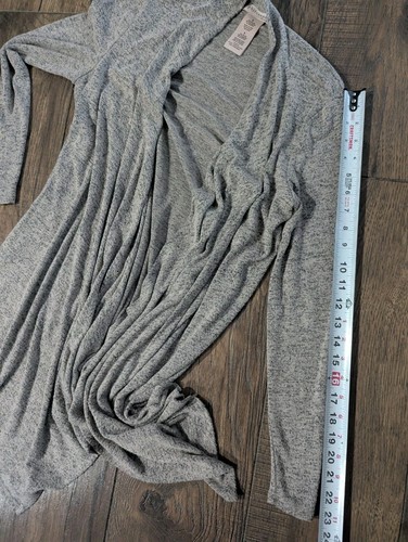 Philosophy Damen-Cardigan taupe meliert haferflocken offen Wasserfall weich Größe Small - Bild 9 von 13