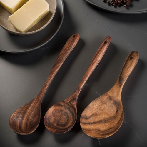 Curved Soup Spoon Natural Utensils With Ergonomic Handle For Safe Cooking - Picture 7 of 8