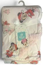 Disney Baby Santa Minnie Mouse Light Pink Sherpa Lined Blanket 30  x 40  