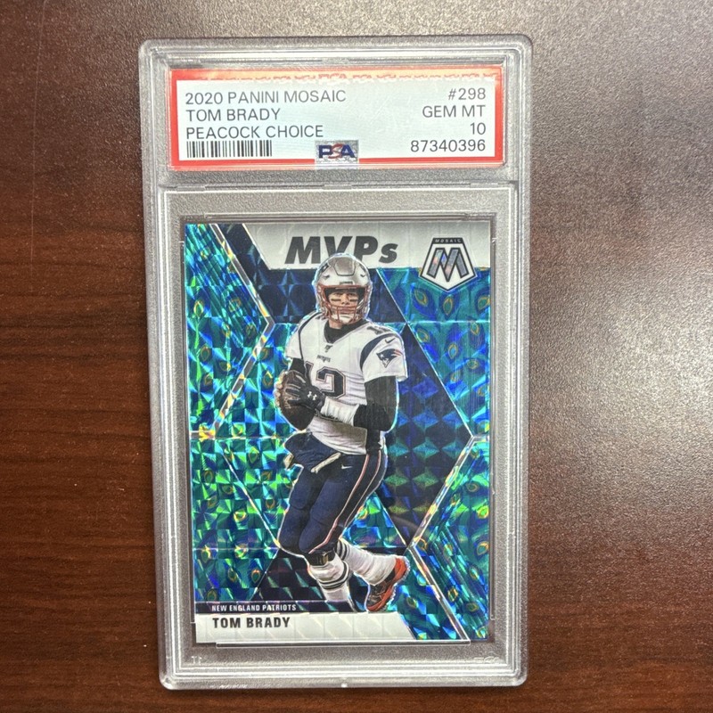 Panini 2020 Mosaic MVPs Tom Brady Peacock Choise Prizm #298 PSA 10 Population-12