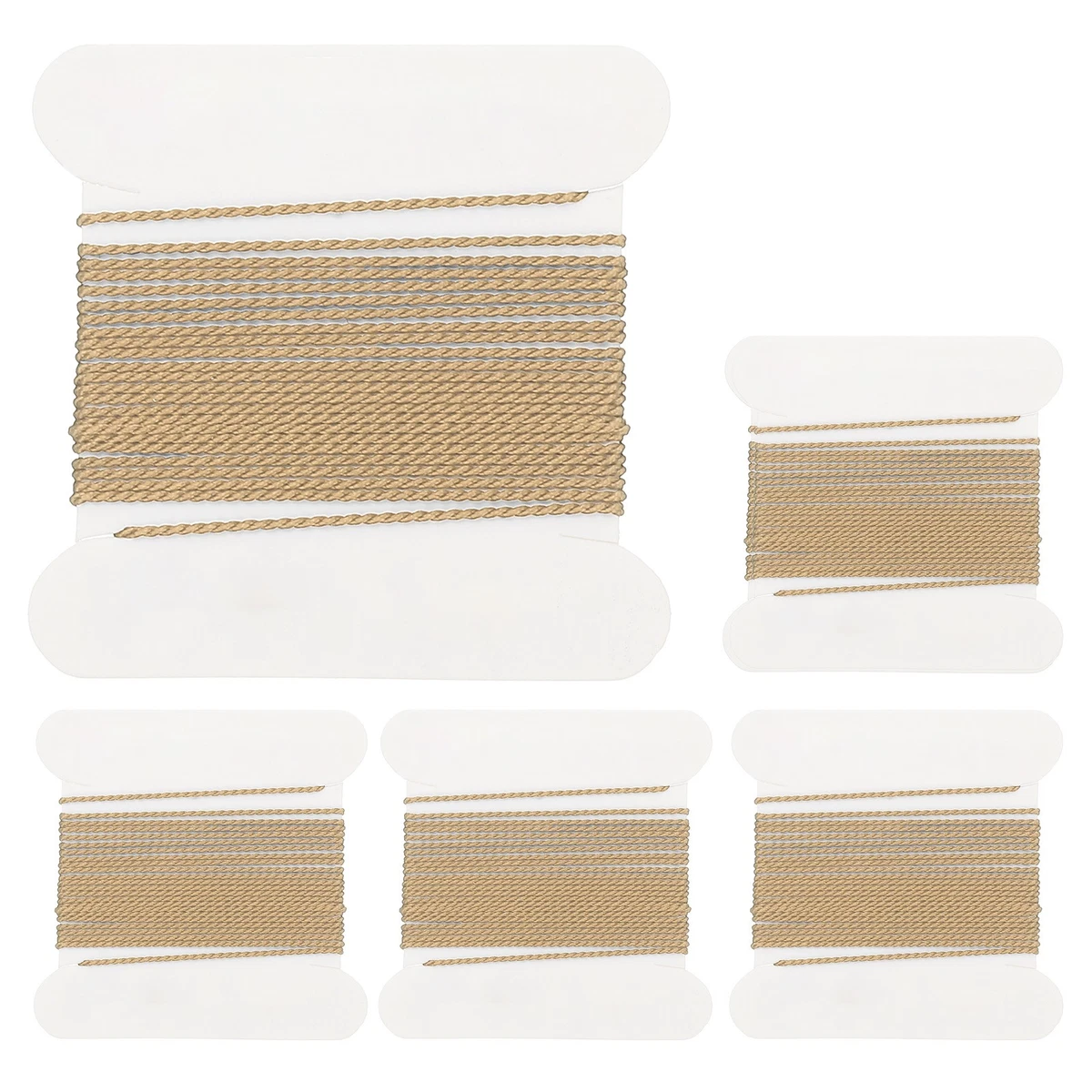 Silk Cord Thread, 5 Pcs Pure Silk Beading Thread Cord Size 0.6 mm, Gold Tone