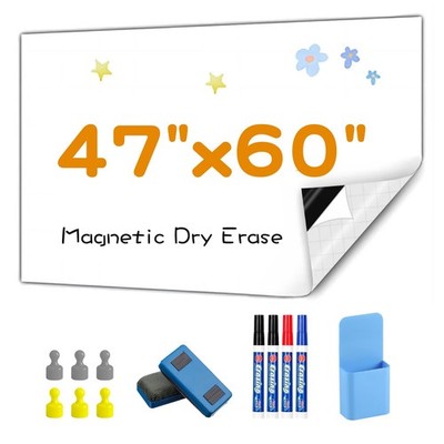 Magnetic Whiteboard , 47'' x 60'' Stick on Magnetic Dry Erase White Board Stick...
