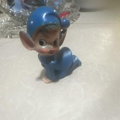 Blue Elf Figurine Kneeling Collectible Mini Statue Fantasy Elves Theme