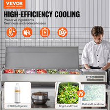 Refrigerated Condiment Prep Station Countertop 5 1/3 4 1/6 Pans ETL