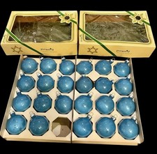 Vtg Pyramid Christmas Tree ornaments duck egg darker blue glossy x 23 balls READ