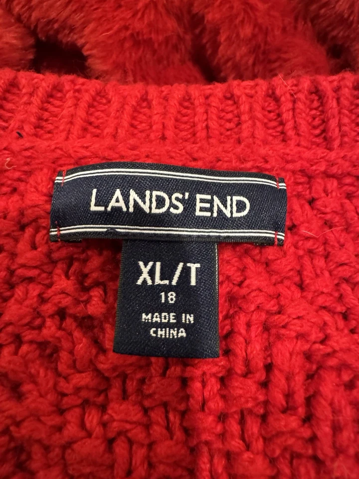 Suéter feminino Lands' End vermelho robusto malha mistura de algodão - Tamanho 18/XL - Imagem 4 de 4