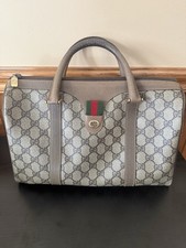 Vintage Gucci GG Supreme Boston Bag Web Stripe Monogram Canvas Italy Authentic