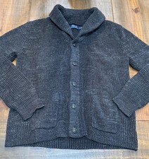 Polo Ralph Lauren Distressed Shawl Collar Cardigan Mens L Navy Blue Cotton