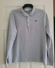 Lacoste slim fit polos long sleeve grey size 2XL/label 3 XL perfect condition 