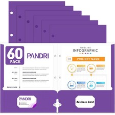 Two Pocket Portfolio Folders, 60 Pack 3 Hole Punched 2 Pocket Folders for 3 R...