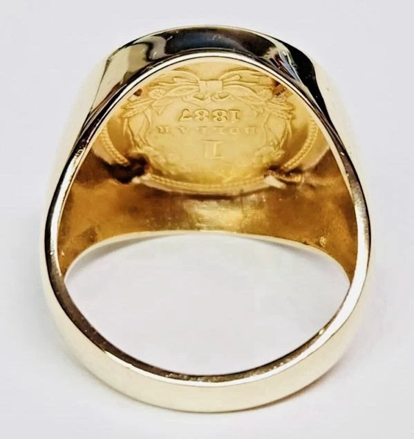 Pre-1933 GOLD 7500 Mintage 1887 $1 ONE-DOLLAR 22k GOLD COIN & 14k RING SIZE 7.25 - Image 2 of 4