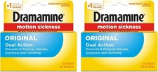 Dramamine Motion Sickness Relief, Original Formula, 36 Count (Pack of 2)